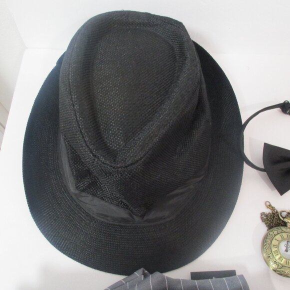 Vintage Manhattan Mens Gatsby Costume Accessories Set‎ Fedora Hat Suspenders - Picture 5 of 5